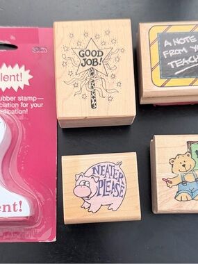Teacher wooden stamp bundle